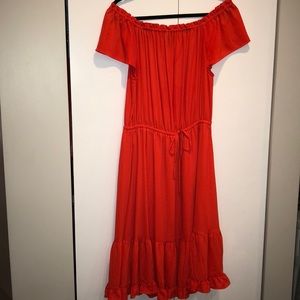 Mossimo Cherry Red Chiffon Ruffle Dress - Large